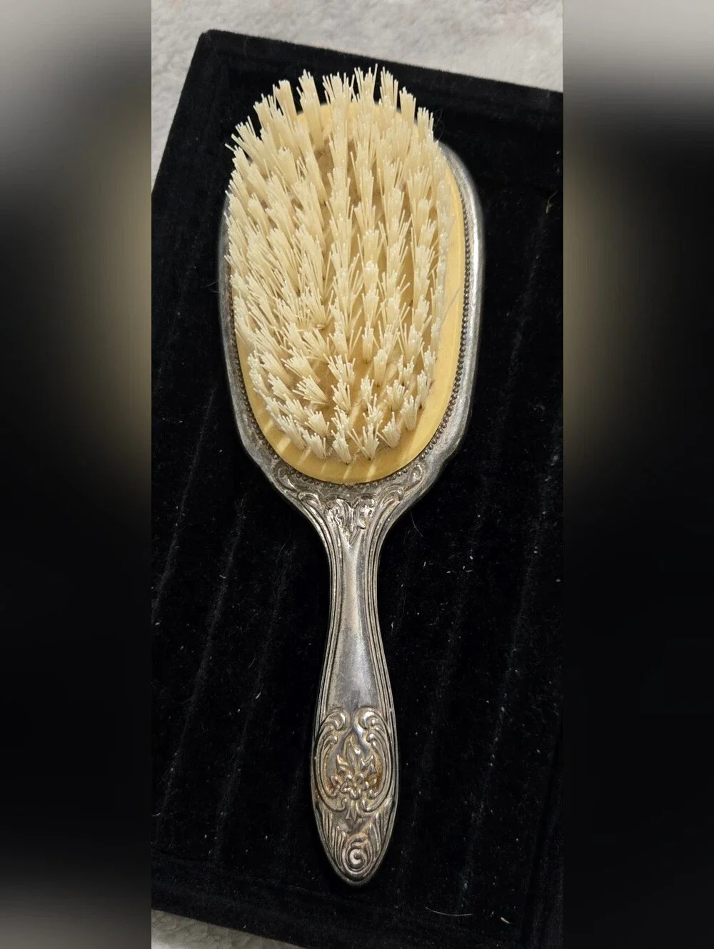 Silver-Plated Hair Brush Vintage
